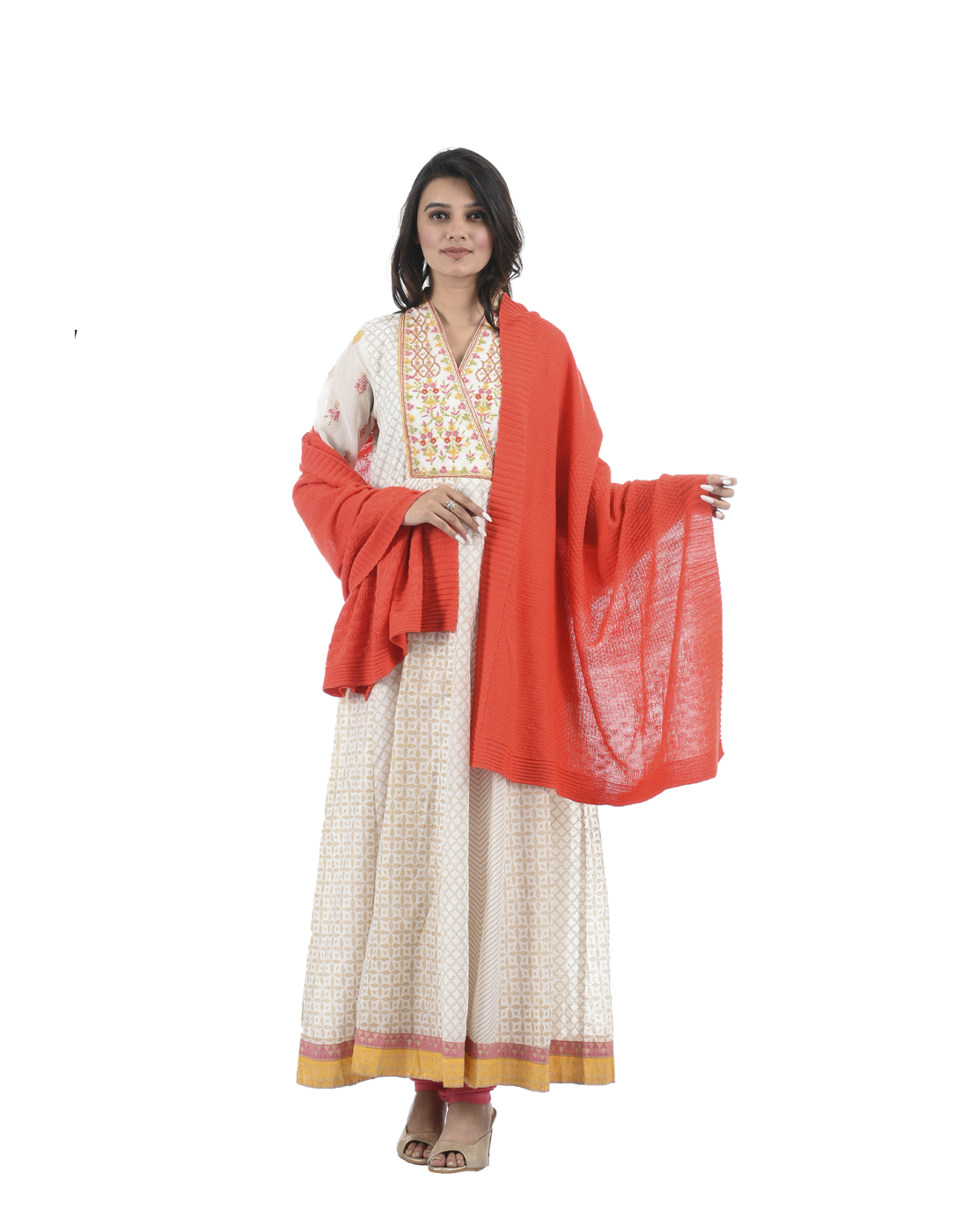 Portobello Wome Casual Wear Orange Shawl